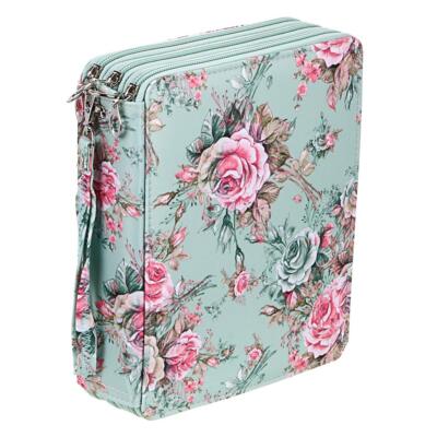 BTSKY Colored Pencil Case 120 Slots Holder Pen Bag Large Rose