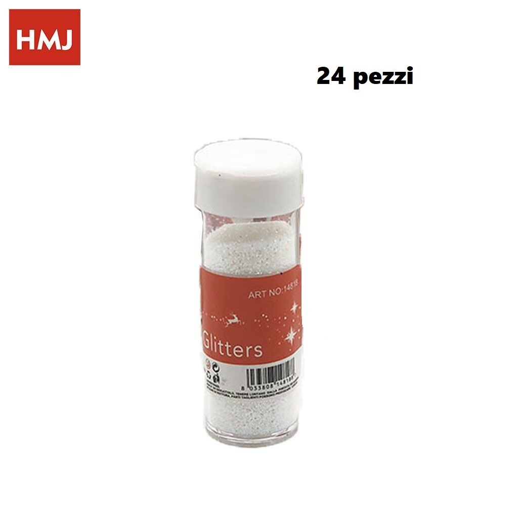 Set 24 Brillantini Glitter Bianco Decorazione Unghie Nail Art Polveri 20g hmj