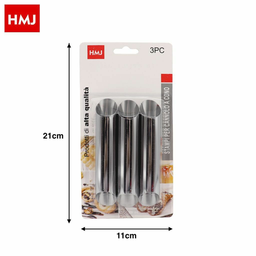 Set 3 Stampi Acciaio Pasticceria Cannolo Cannoli Cornetti  Dolce Casa hmj