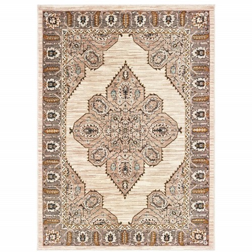 Коврики Oriental Power Loom, устойчивые к пятнам, размером 5 X 8 Дюймов, Цвета Слоновой Кости, Золотистые, Серые и Синие