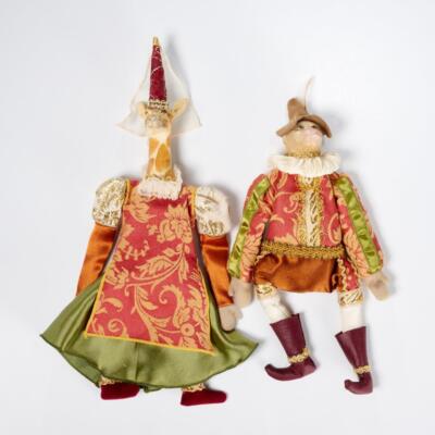 Katherines Collection Fabric Bean Dolls Giraffe Princess Monkey Jester Pair