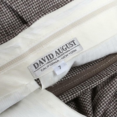 DAVID AUGUST Mens Tailored Houndstooth Brown 2 Button US 44 Jacket Pant 34 Suit