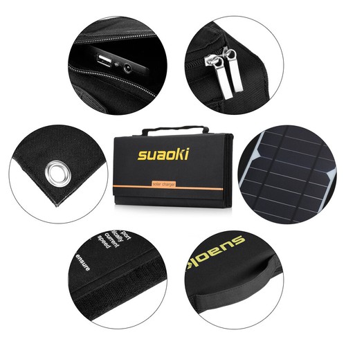 SUAOKI 60W Solar Panel Bag Potable Powerbank Phone Battery Outdoor Charging US