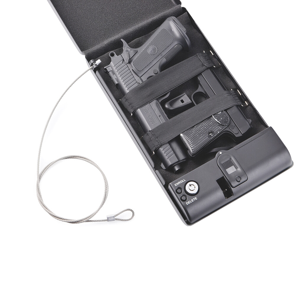 Fingerprint Handgun Safe Box Biometric Pistol Case Quick Access For Two