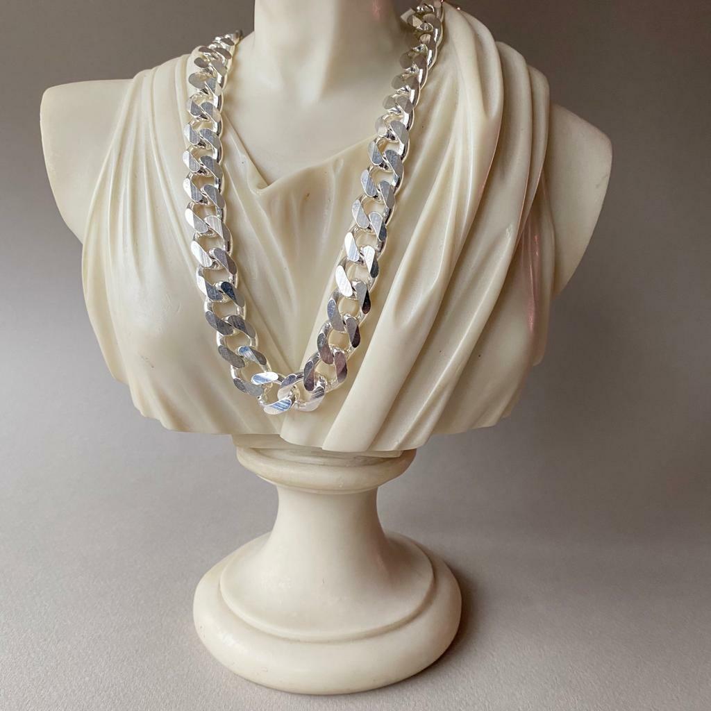 Pre-owned Handmade Mens Cuban Link Chain Necklace 13mm 154gr 26 Inch 925 Sterling Silver