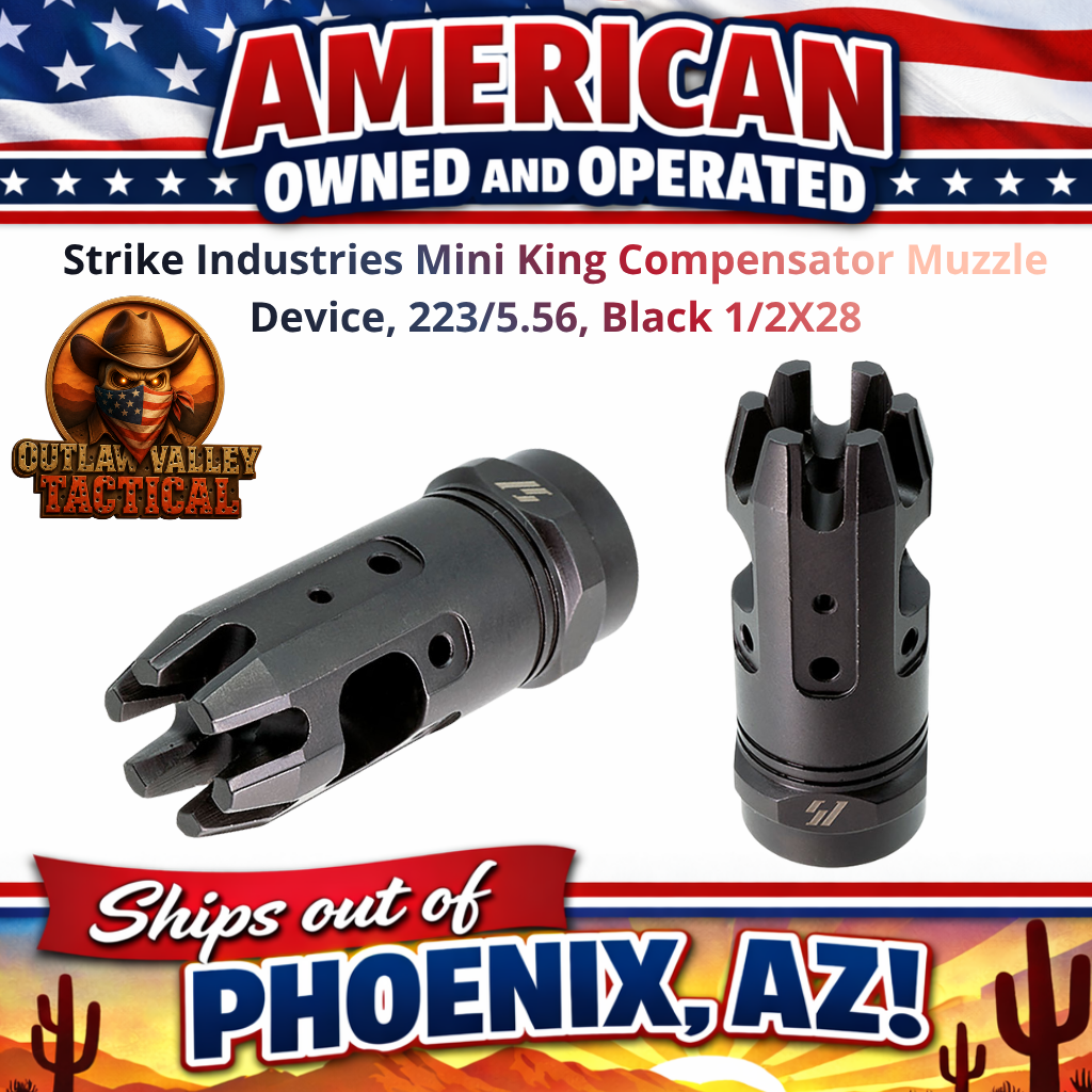 Strike Industries Mini King Compensator Muzzle Device, 223/5.56, Black 1/2X28