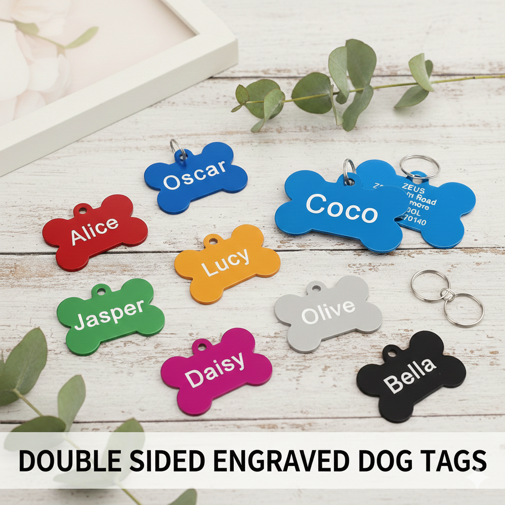Dog Tag Personalised Engraved ID Pet Tags Cat Identification Collar Name Tags