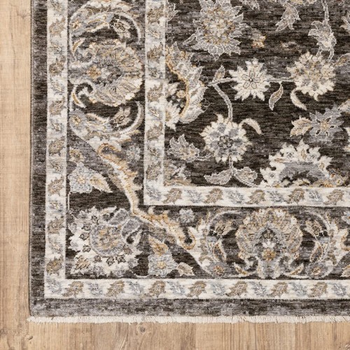 2 X 3 Коврика Oriental Power Loom серого цвета и цвета слоновой Кости, устойчивые к пятнам, с бахромой