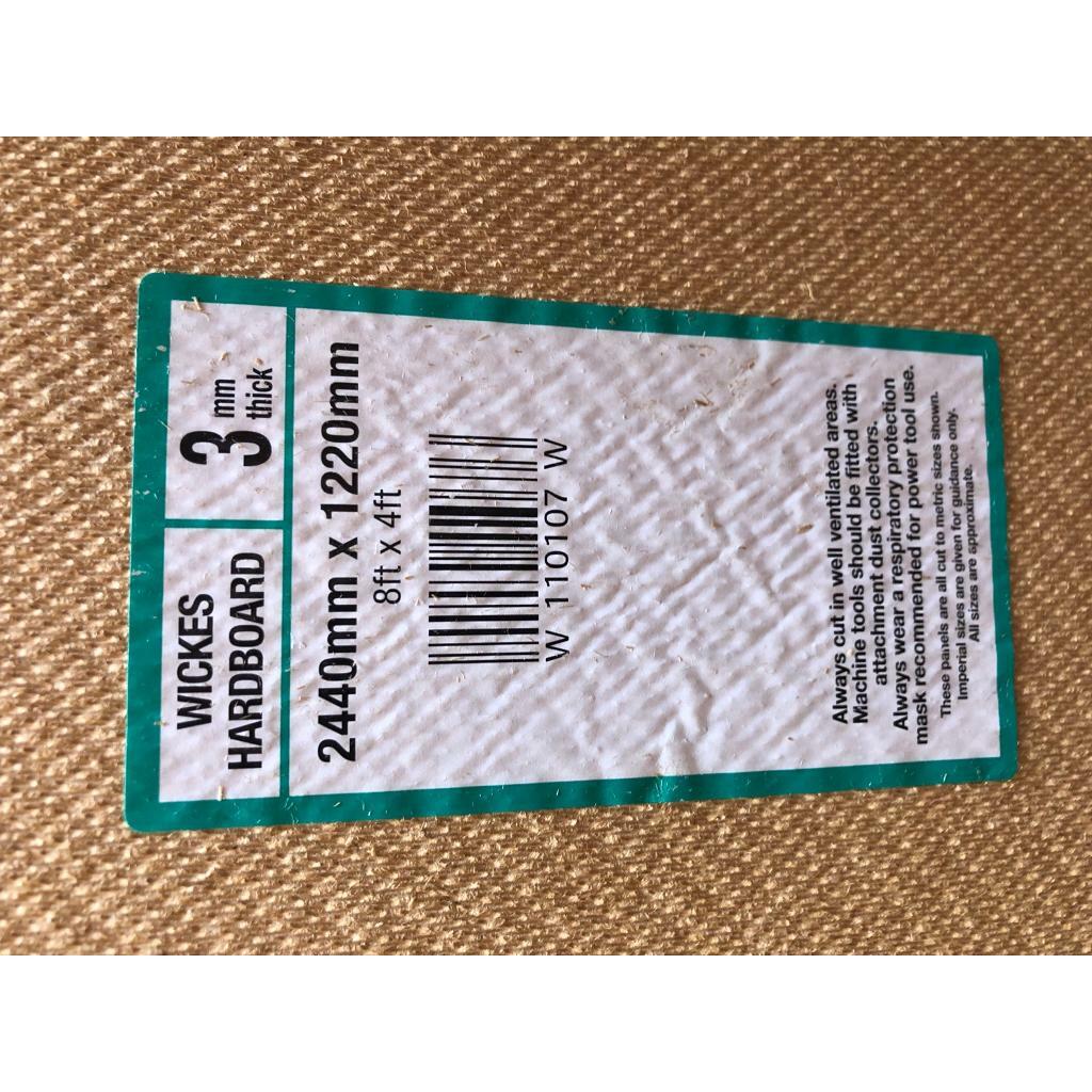 7x Wickes General Purpose Hardboard Sheet 3mm X 1220mm X 2440mm in