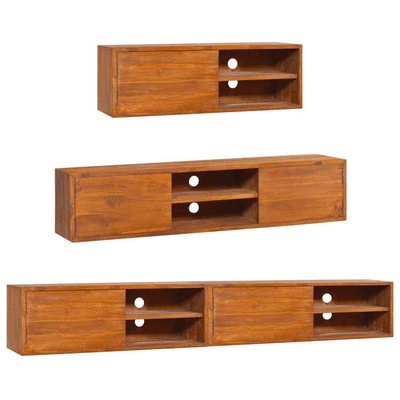 Tv Console Wall-mounted Tv Unit Solid Teak Wood Vidaxl