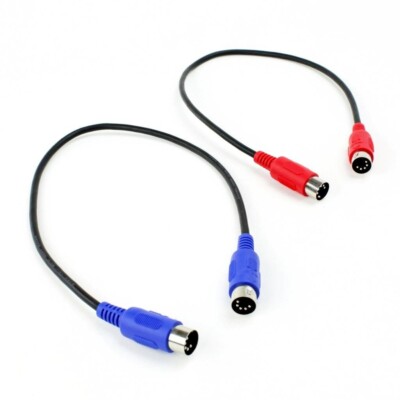 ZAWDIO- Set of 2 MIDI Patch 5-Pin DIN Male-to-Male 18'' Extension Cables