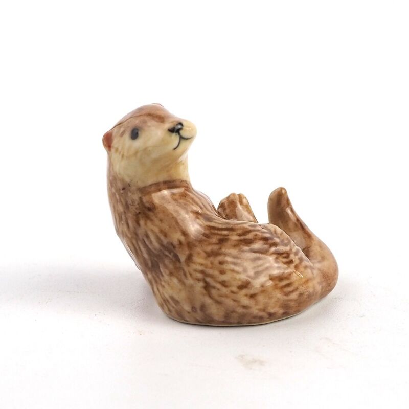 Lying Otter Figurine Ceramic Craft Miniatures Animal