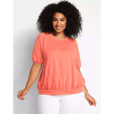 Lane Bryant French Terry Crewneck Sweatshirt Tee Coral Pink  Size 14/16 NWT