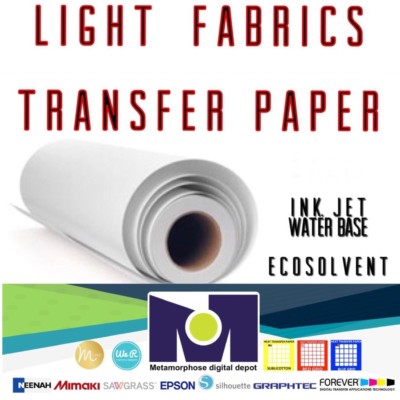 Printable InkJet Heat Transfer Paper For Light Fábrica 44 x50  (1.12 Mt X 15 Mt)