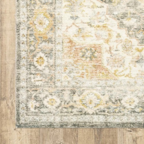 Ковер Oriental Power Loom, устойчивый к пятнам, размером 8 X 10 См, Серый, Золотой, Оранжевый и Цвета Слоновой Кости