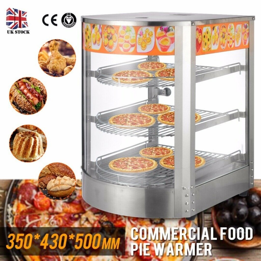 Curved Glass Commercial Hot Food Pie Pizza Warmer Display