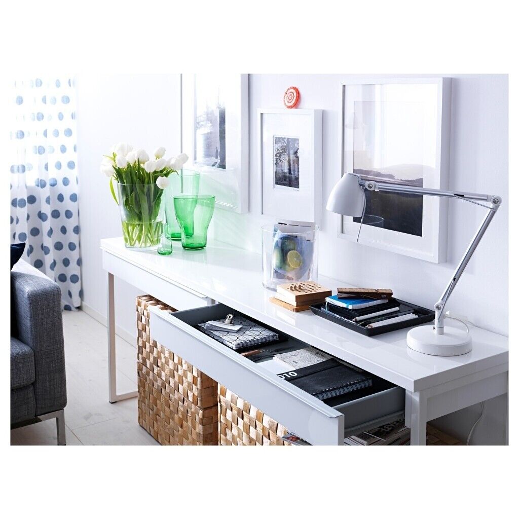 Besta Burs Ikea Desk Gloss White 120x40 Cm Perfect Condition