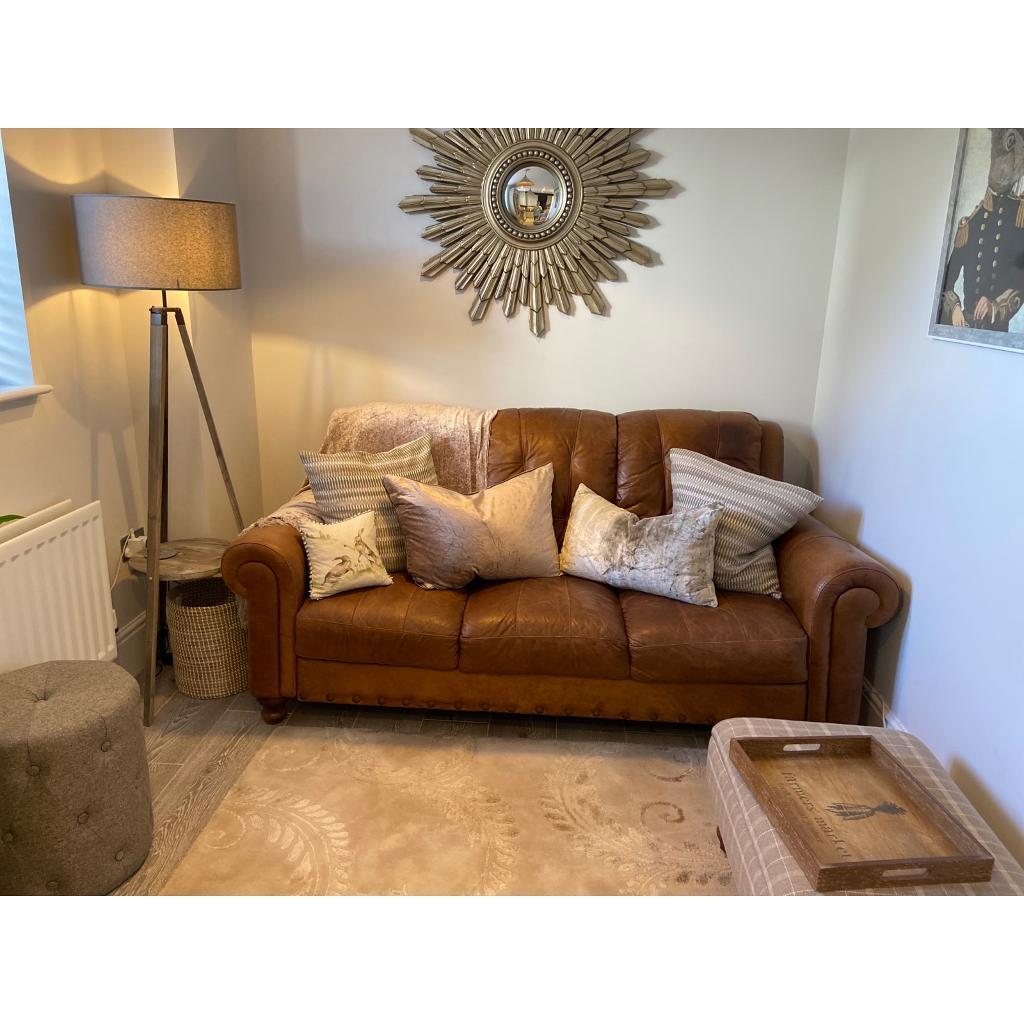 Thomas Lloyd style 3 seater leather sofa in brown in Malpas, Cheshire Gumtree