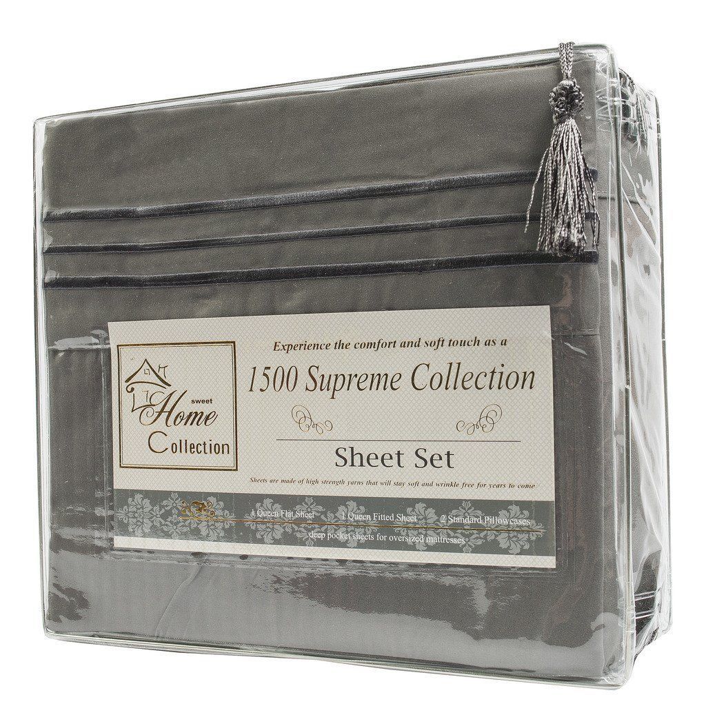 Tessile da letto grigio in fantasia ricamato