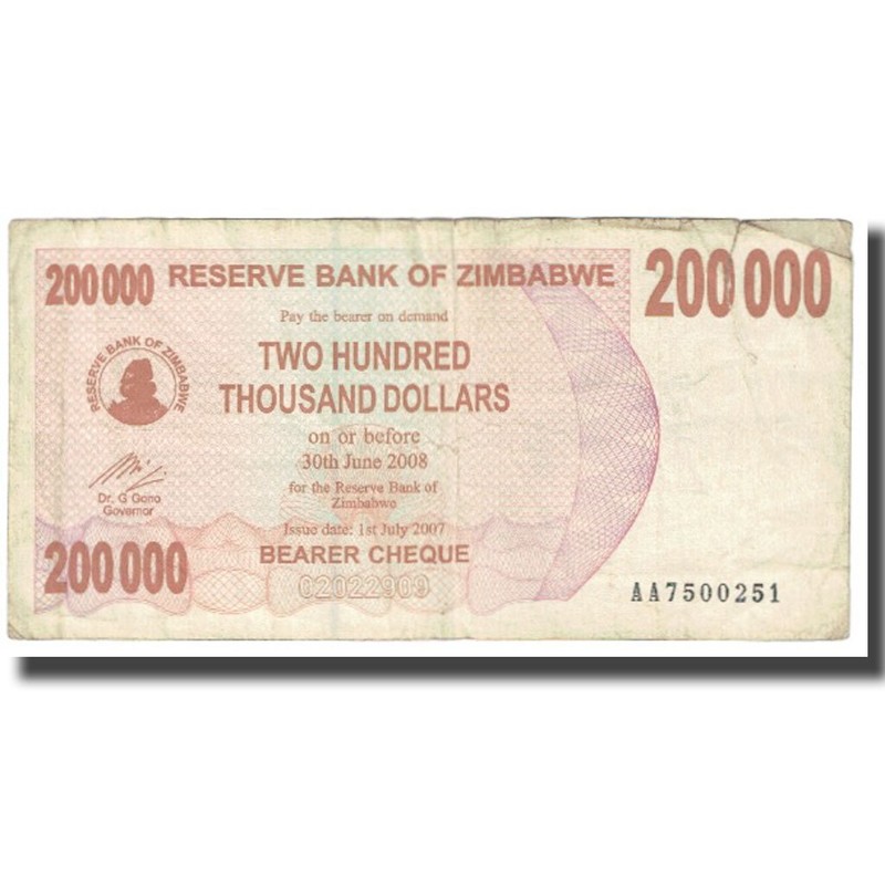 [#610731] Billet, Zimbabwe, 200,000 Dollars, 2008, 2008-06-30, Km:49, B
