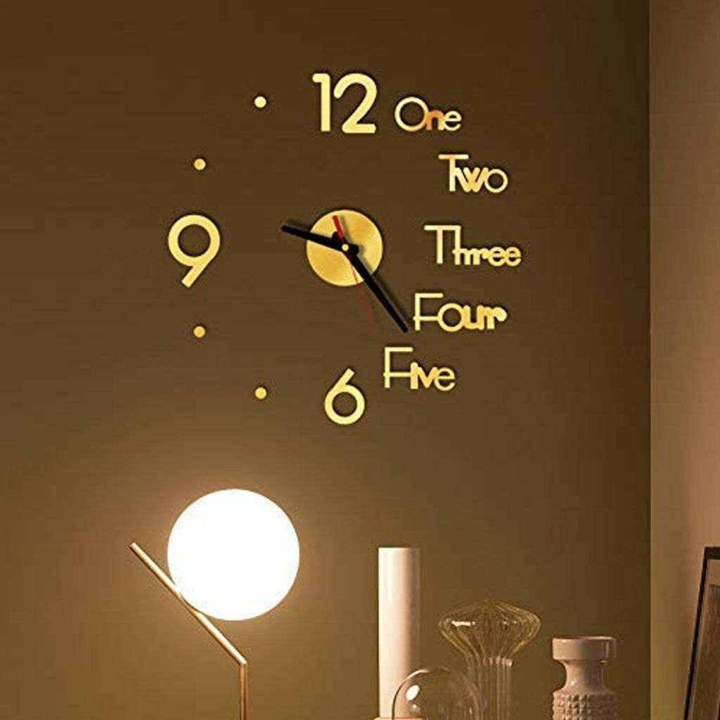 DIY Large Wall Clock Frameless Mirror Number Sticker Modern Art Decal Decor USA