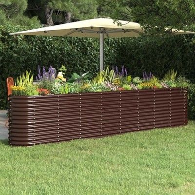 vidaXL Garden Raised Bed Galvanised Steel 332x40x68 cm Brown