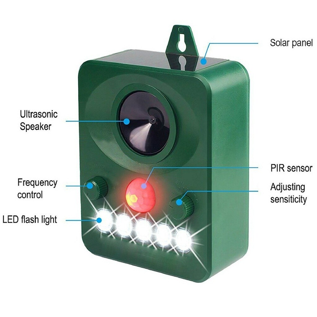 Ultrasonic Repellent Solar Waterproof Animal Repeller Deterrent Scarer