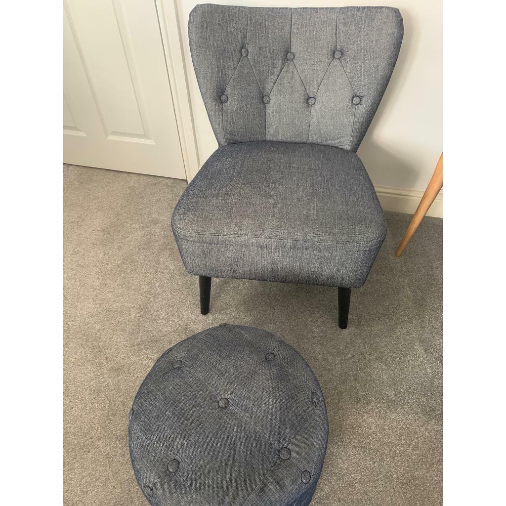 Denim look cocktail chair and footstool HOMESENSE/ TK maxx in Quorn