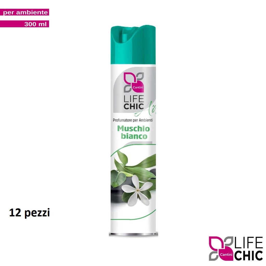 Set 12 Pz Deodorante Per Ambiente Spray Profumo Casa 300ml Muschio Bianco hmj