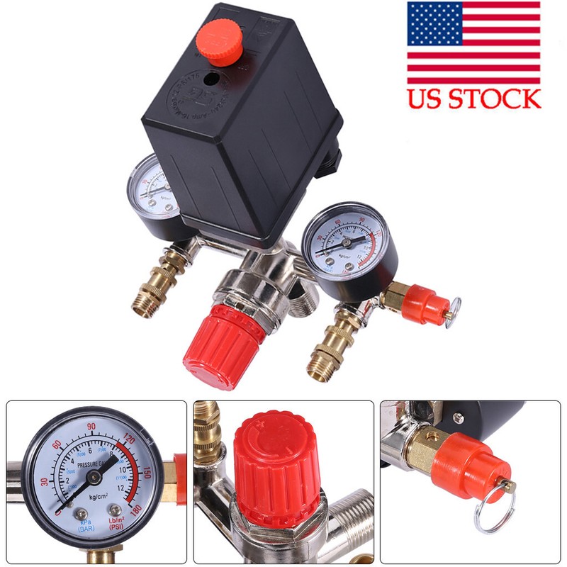 90120 Psi Air Compressor Valve Gauge Regulator Pump Pressure Control