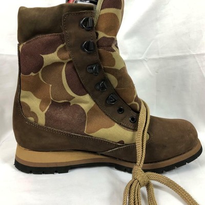 VINTAGE NOS CABELAS ROCKY CANVAS LEATHER CAMO BOOTS 7N VIBRAM GORE TEX USA 8065