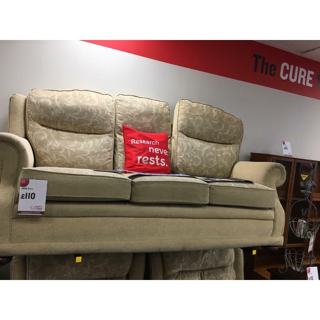 BHF Cream Fabric Suite 3+1+1 in Walsall, West Midlands Gumtree