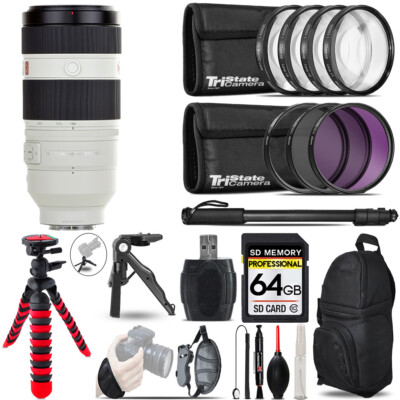 Sony FE 100-400mm GM OSS Lens +MACRO, UV-CPL-FLD Filter + Monopad -64GB