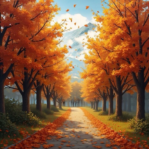 Digital Image Picture Background Desktop AI Art Of trees and leaves in Mountain