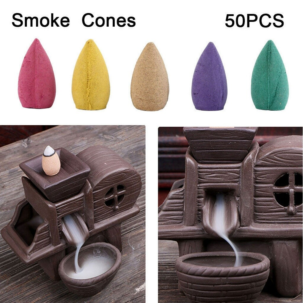 Backflow Incense Burner Cones Mixed Flower Flavor Smoke Bullet Cone US