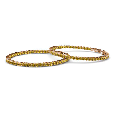 Pre-owned Trijewels Citrine 1 3/4 Ctw Common Prong Inside-out Hoop Earrings 14k Rose Gold Jp:37591 In Yellow