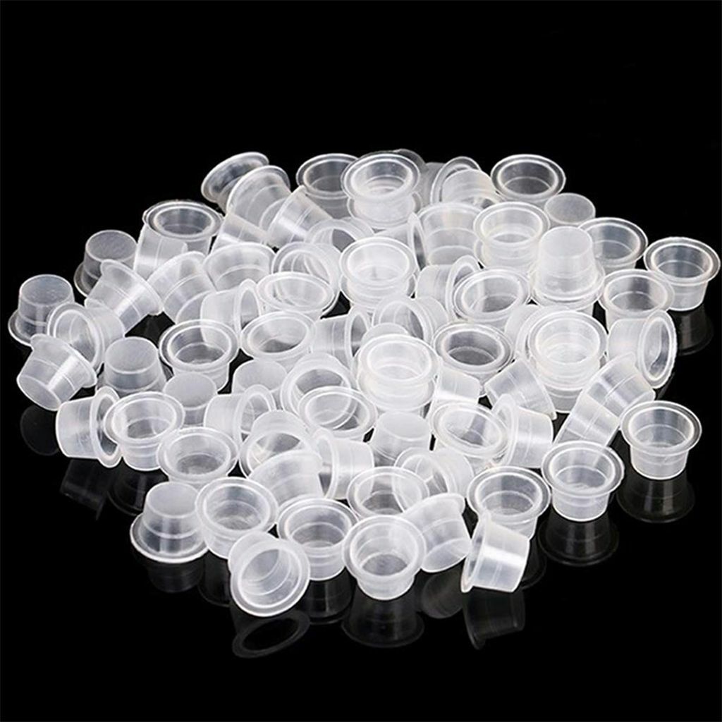 New 100/200/500/1000pcs Plastic Tattoo Ink Cup Cap Pigment Container 2Size