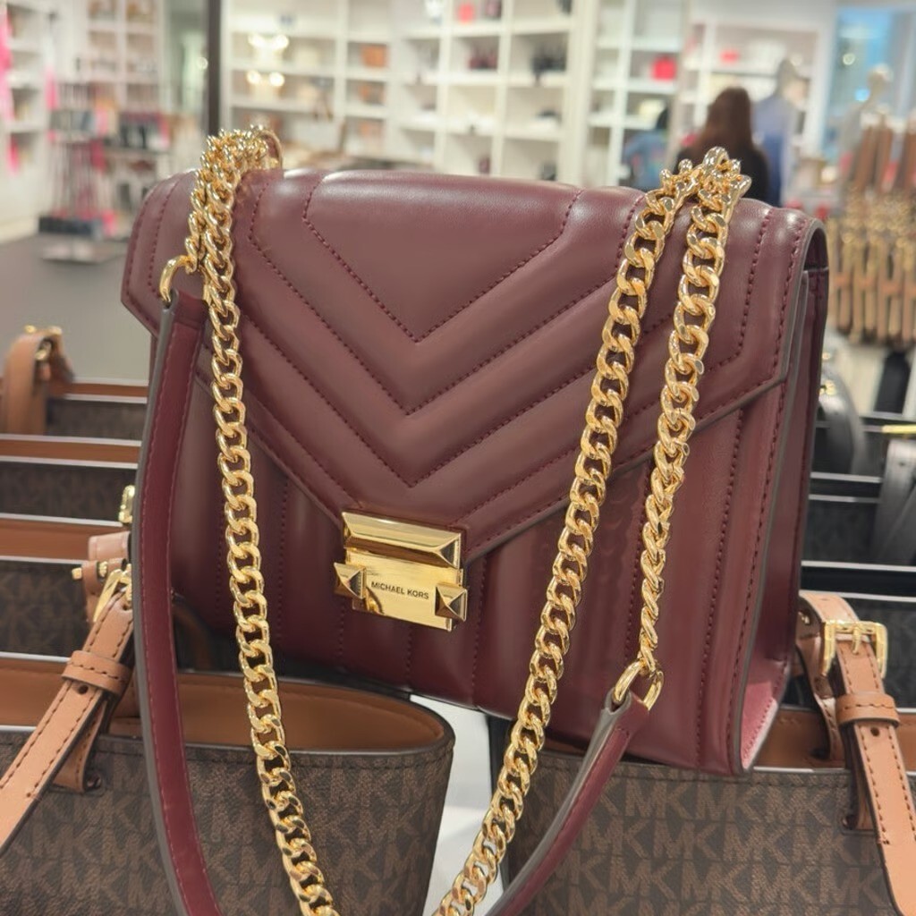 Michael Kors Whitney Medium Quilted Flap Gold-Tone Chain