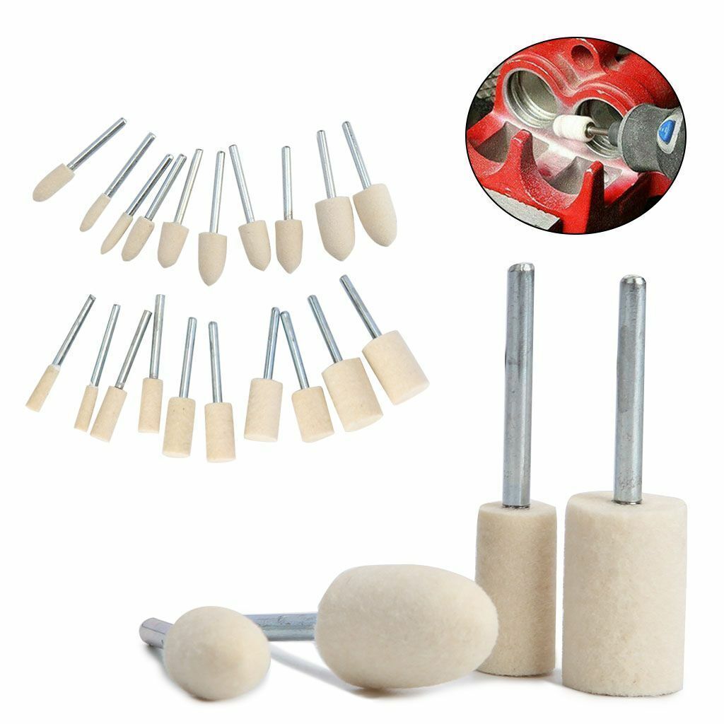 20x Felt Polishing Buffing Pads Wheel Wool Plastic Dremel Rotary Tool Kit Set