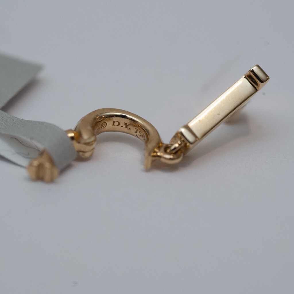 Pre-owned David Yurman 8mm Petite Gold & Enamel L Initial Pendant Charm Enhancer In Yellow White