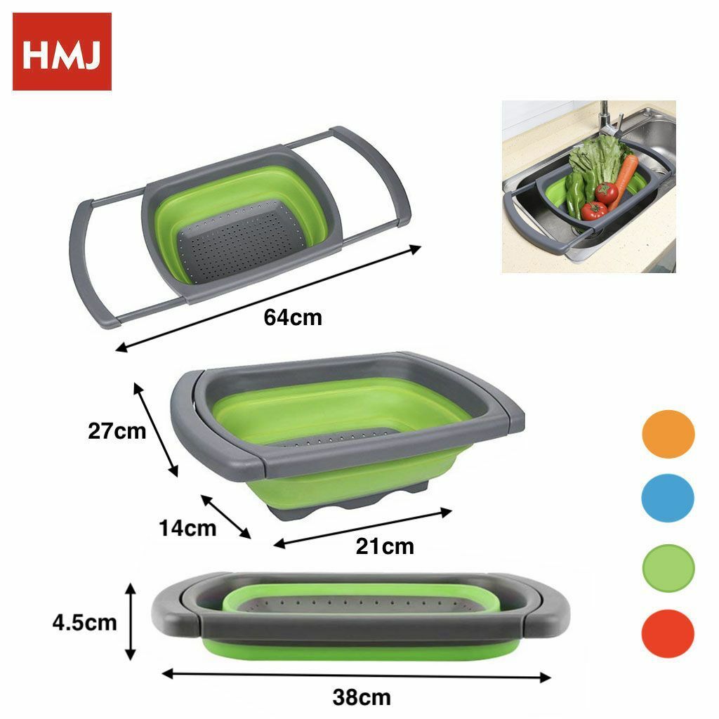Cestello Scolapasta Colino Pieghevole Rettangolare Manici Allungabili hmj