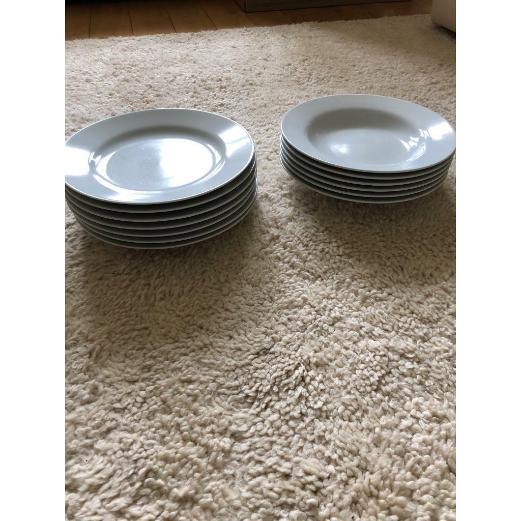 Habitat BISTRO large white porcelain dinner and pasta plates in East