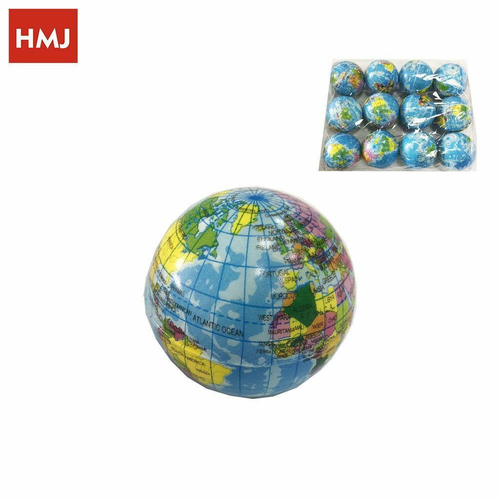 Set 12 Pz Palline Palle In Spugna Gioco Bambini Bimbi Giocattolo Mappamondo hmj