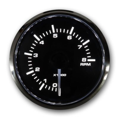 MGS 52mm 2-1/16'' Electrical Tachometer For Gasoline 8000 RPM White & Amber LED