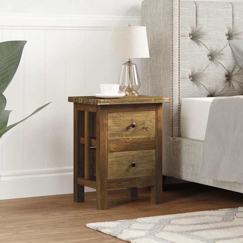 vidaXL Nightstand with 2 Drawers, Solid Reclaimed Wood, 15.7''x11.8''x20.1'' vid