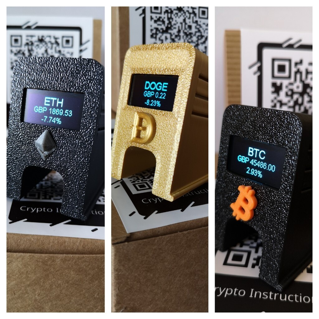 Stock Ticker Bitcoin & Display – Real-Time Crypto, Weather, Digital Clock  On , WiFi Connected 64x32 Pixel Screen