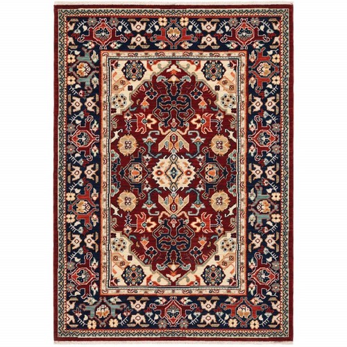 Устойчивый к пятнам Коврик Oriental Power Loom Размером 6 X 9 Дюймов, Красный, Синий, Оранжевый и Бежевый