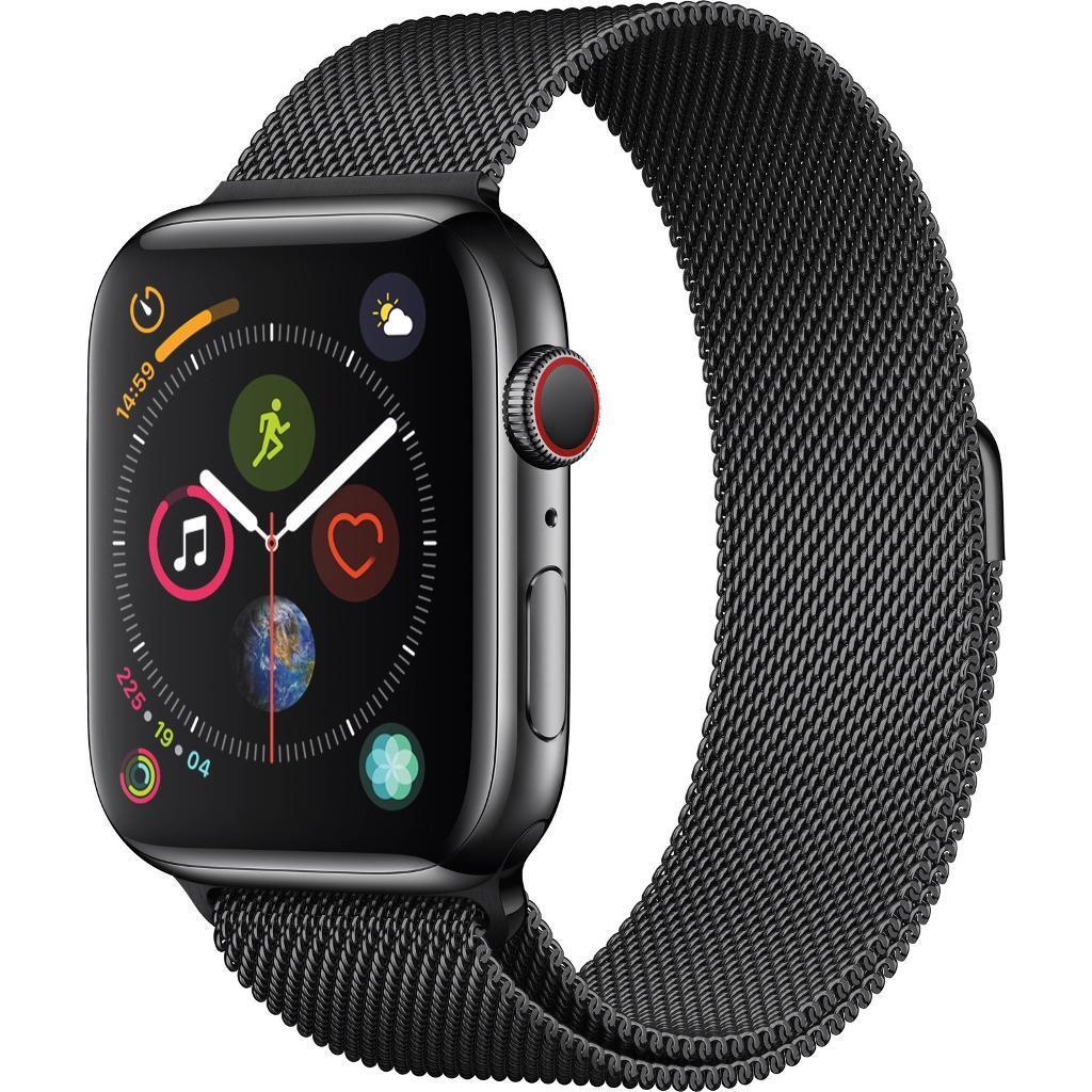 Apple Watch Series 4 44mm Stainless Steel, Space Black, Black Milanese Loop (GPS & LTE/Cellular