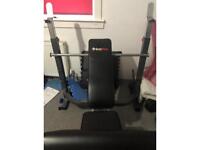 Olympic cf353 weight bench free spin bike 