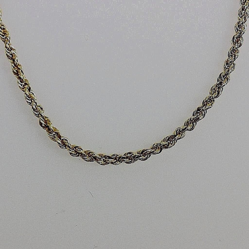 18k=.750 3.2gr Solid Yellow Gold  Rope Chain Vtg Necklace